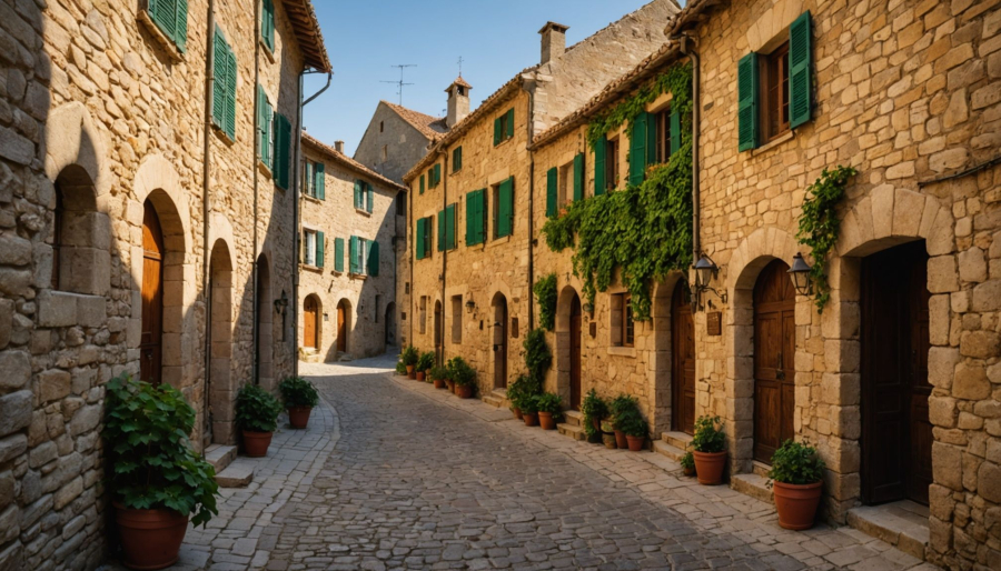Villages du pays cathare : ruelles médiévales, places ombragées avec le camping olivigne